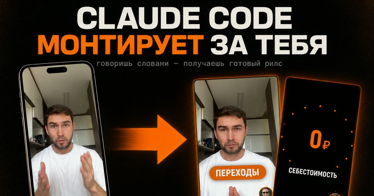 Claude Code сам монтирует вертикальные Reels