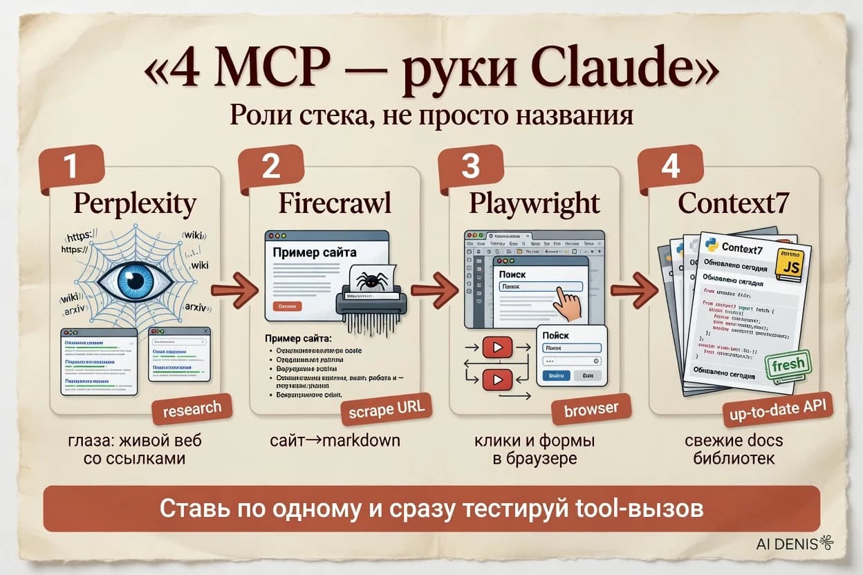 4 MCP, без которых Claude работает на 10%