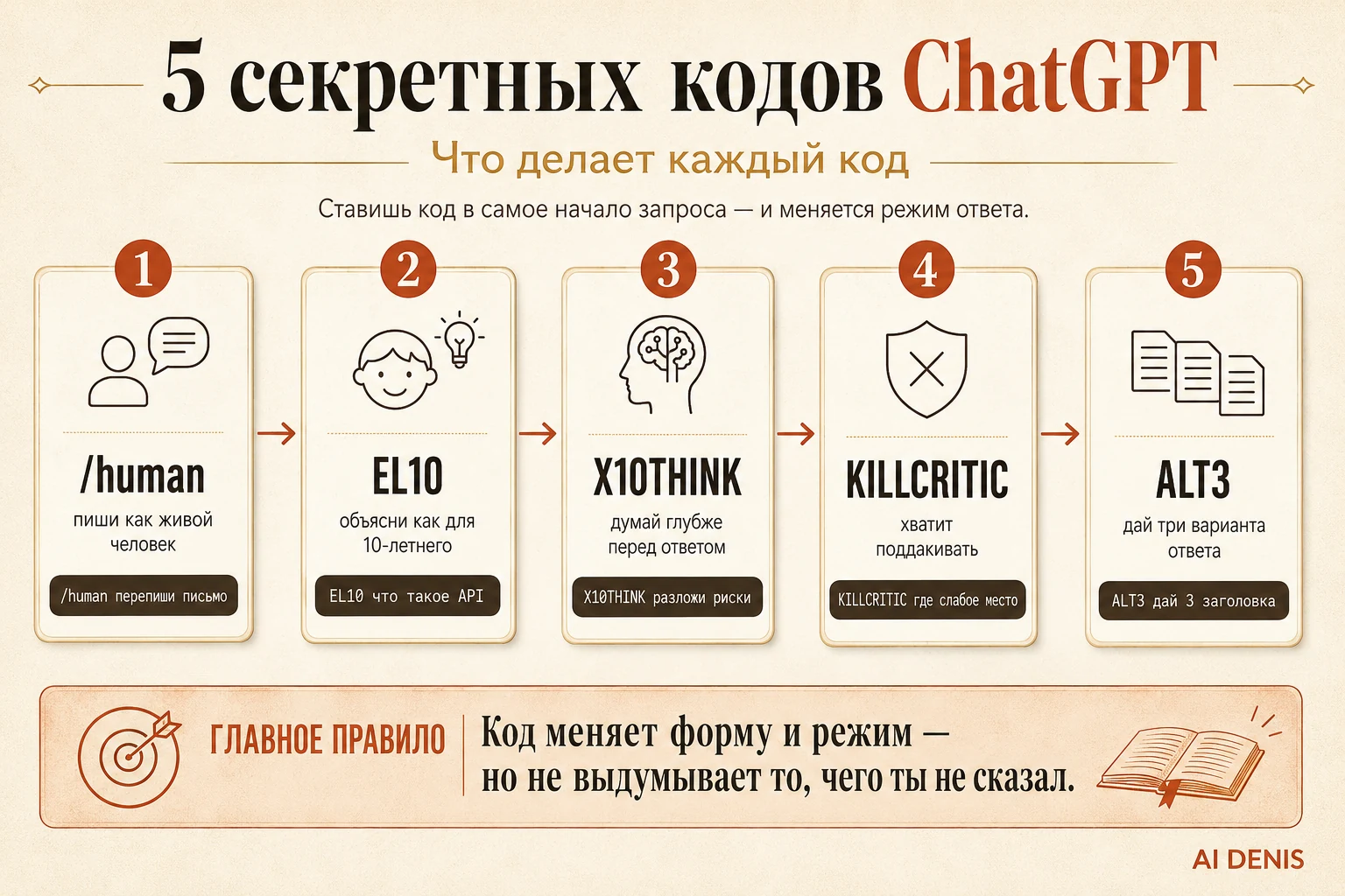 5 кодов ChatGPT и что делает каждый