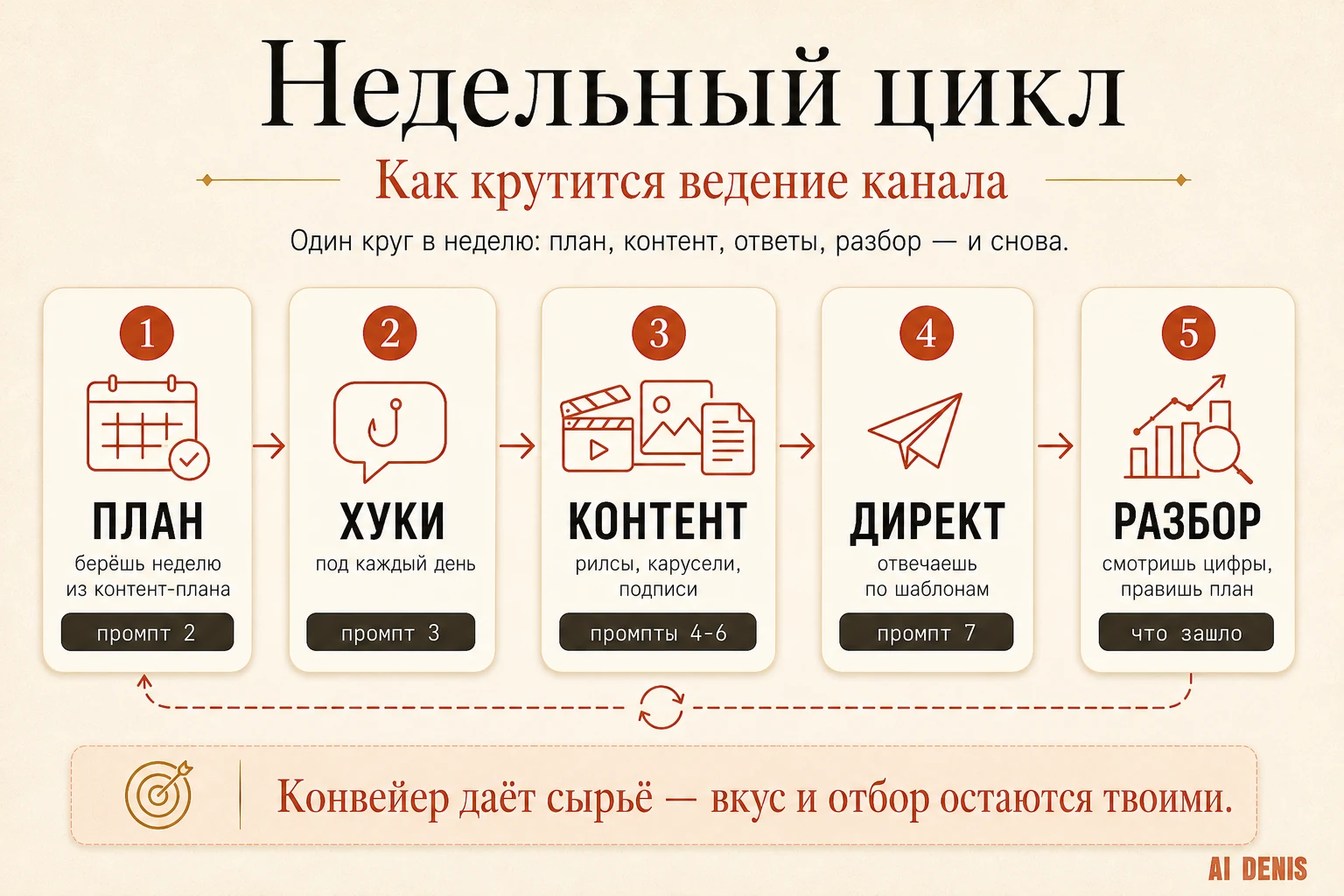 Недельный цикл ведения Instagram: план, хуки, подписи, постинг, директ, разбор