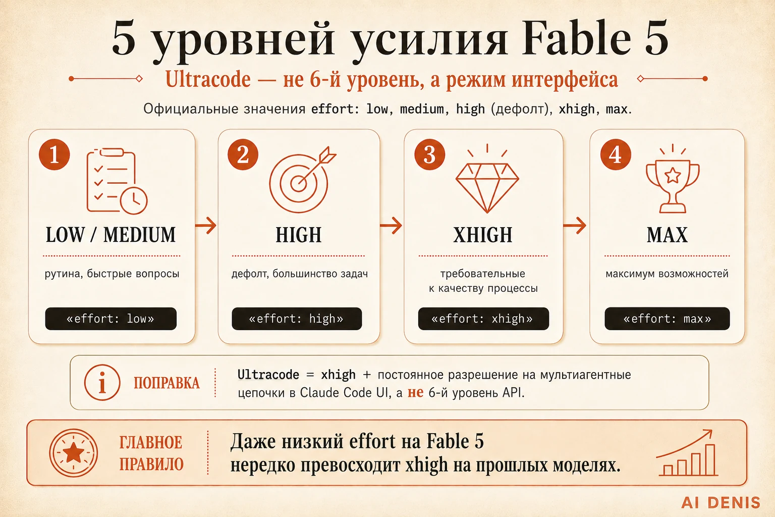 5 официальных уровней effort и разбор Ultracode