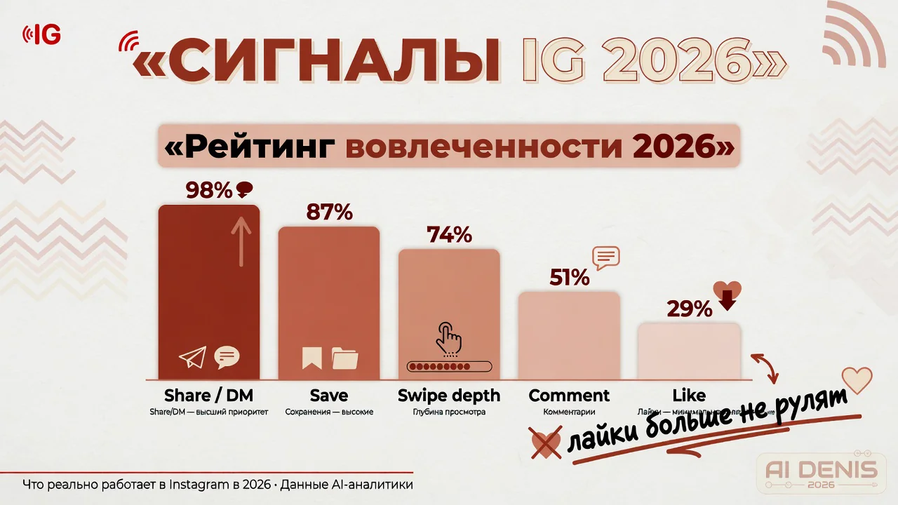 Карта сигналов Instagram 2026: saves, shares, dwell