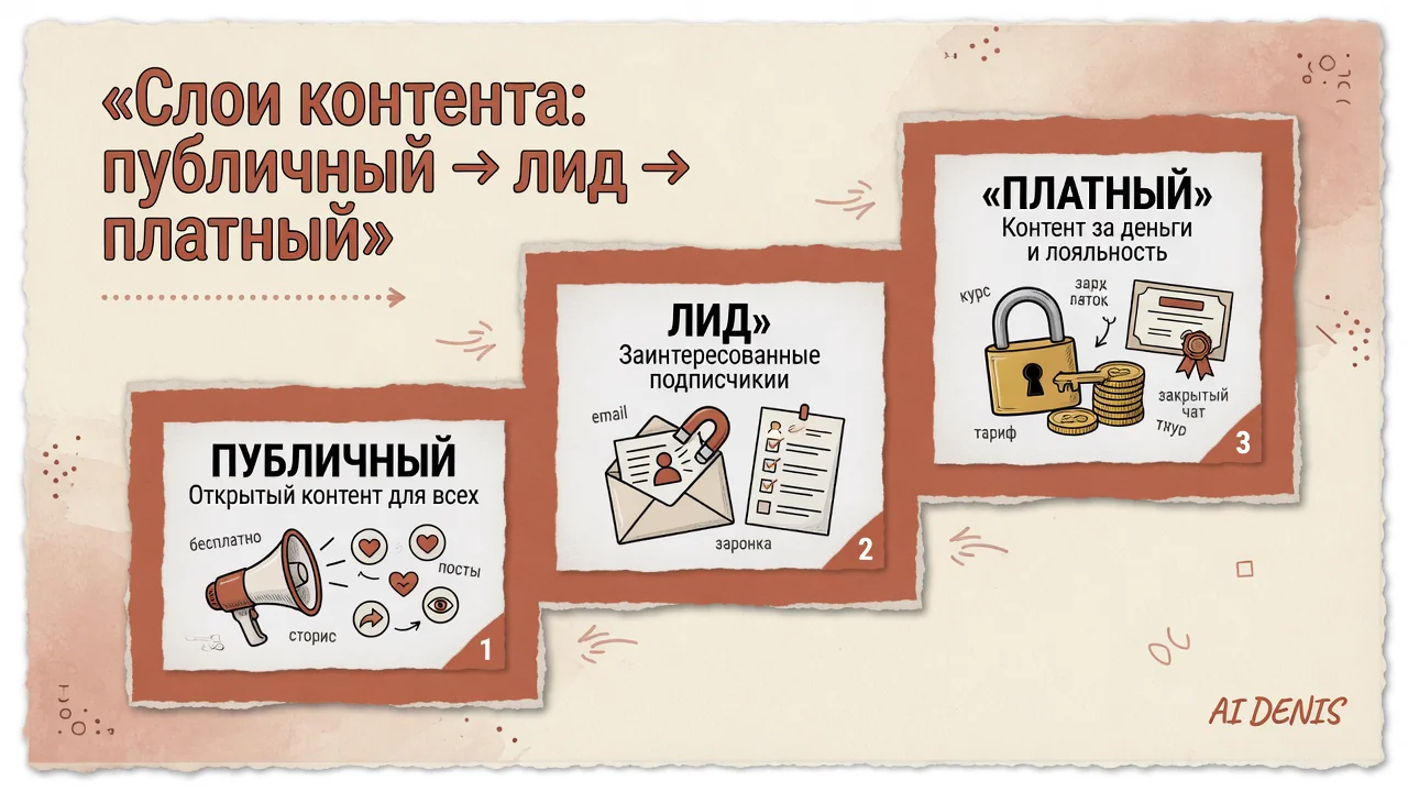 Слои контента: публичный, лид, платный
