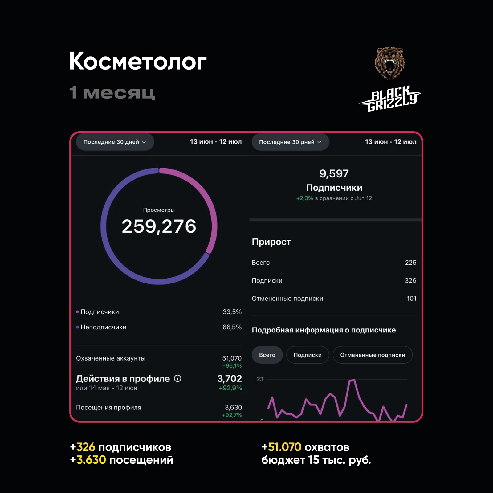 Кейс: Косметолог — статистика за месяц