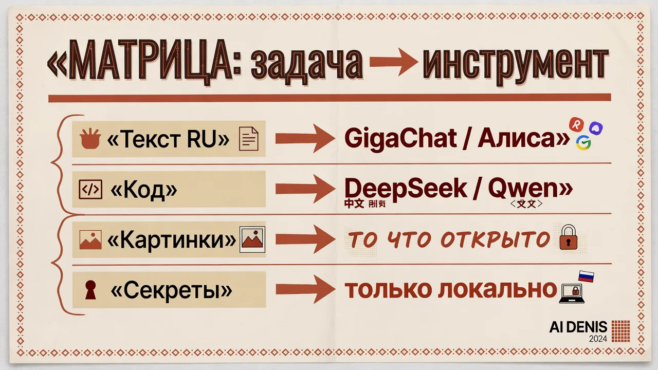 Матрица: задача → инструмент